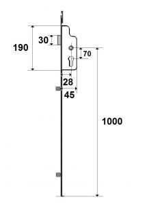 Crémone de porte H100